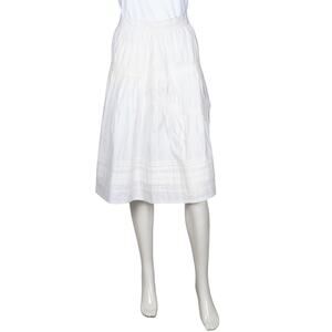 PRADA White Tiered Pleated Midi Skirt Size M